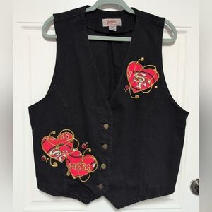 Vintage Apache Denim Vest 100% Cotton Size XL Made in USA SF San Francisco 49ers